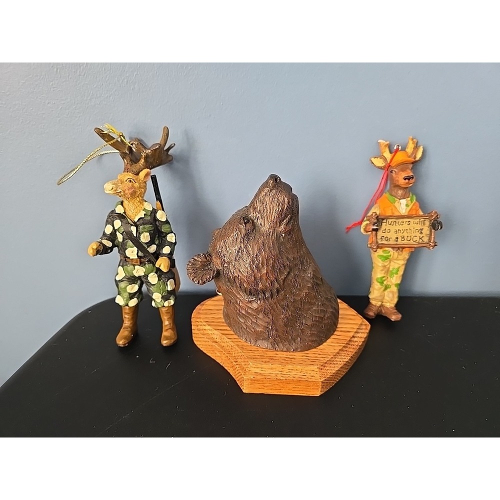 Christmas Ornaments‎ Hunter Hunting Deer Gun Rifle Buck Camo Set Of 3
